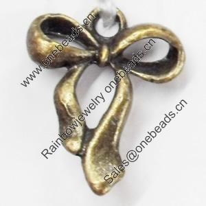Pendant, Zinc Alloy Jewelry Findings, Bowknot, 17x22mm, Sold by Bag  