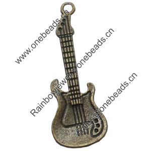 Pendant, Zinc Alloy Jewelry Findings, guitar, 14x40mm, Sold by Bag  