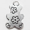 Pendant, Zinc Alloy Jewelry Findings, Bear, 12x20mm, Sold by Bag  