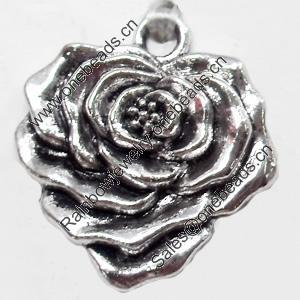 Pendant, Zinc Alloy Jewelry Findings, Flower, 23x25mm, Sold by Bag  