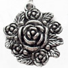 Pendant, Zinc Alloy Jewelry Findings, Flower, 24x28mm, Sold by Bag  