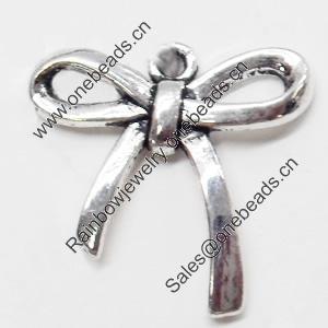 Pendant, Zinc Alloy Jewelry Findings, Bowknot, 25x24mm, Sold by Bag  