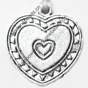 Pendant, Zinc Alloy Jewelry Findings, Heart, 20x22mm, Sold by Bag  