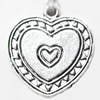 Pendant, Zinc Alloy Jewelry Findings, Heart, 20x22mm, Sold by Bag  