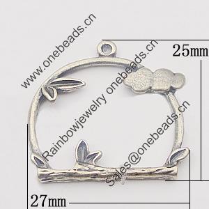 Pendant, Zinc Alloy Jewelry Findings, 27x25mm, Sold by Bag