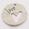 Pendant, Zinc Alloy Jewelry Findings, Flat Round 23x22mm, Sold by Bag