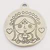 Pendant, Zinc Alloy Jewelry Findings, Flat Round 24x28mm, Sold by Bag