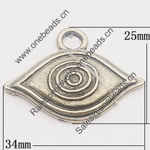 Pendant, Zinc Alloy Jewelry Findings, 34x25mm Hole:5mm, Sold by Bag