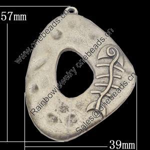 Pendant, Zinc Alloy Jewelry Findings, 39x57mm, Sold by Bag