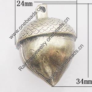 Pendant, Zinc Alloy Jewelry Findings, 24x34mm, Sold by Bag