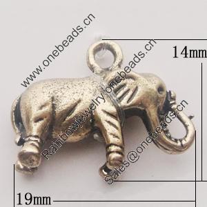Pendant, Zinc Alloy Jewelry Findings, Elephant 19x14mm, Sold by Bag