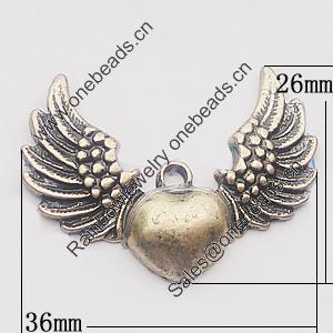 Pendant, Zinc Alloy Jewelry Findings, 36x26mm, Sold by Bag