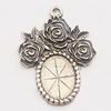 Zinc Alloy Pendant Settings, Outside diameter:23x31mm, Interior diameter:10x13mm, Sold by Bag