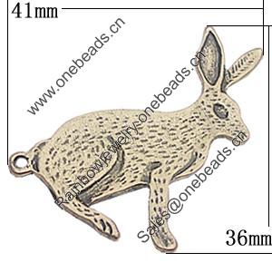 Pendant, Zinc Alloy Jewelry Findings, Animal 36x41mm, Sold by Bag