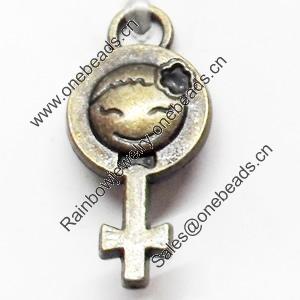 Pendant, Zinc Alloy Jewelry Findings, 11x23mm, Sold by Bag  