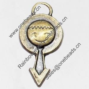 Pendant, Zinc Alloy Jewelry Findings, 12x23mm, Sold by Bag  