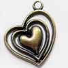 Pendant, Zinc Alloy Jewelry Findings, Heart, 23x27mm, Sold by Bag  