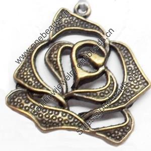Pendant, Zinc Alloy Jewelry Findings, Flower, 27x28mm, Sold by Bag  