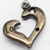 Pendant, Zinc Alloy Jewelry Findings, Heart, 20x24mm, Sold by Bag  