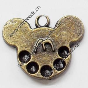 Pendant, Zinc Alloy Jewelry Findings, 21x17mm, Sold by Bag  