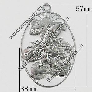 Iron Jewelry Finding Pendant Lead-free, 38x57mm, Sold by Bag