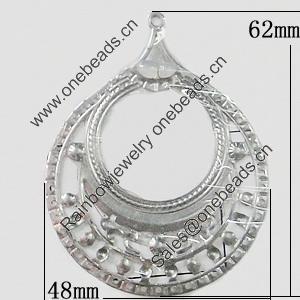 Iron Jewelry Finding Pendant Lead-free, 48x62mm, Sold by Bag