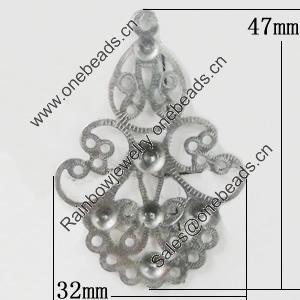 Iron Jewelry Finding Pendant Lead-free, 32x47mm, Sold by Bag