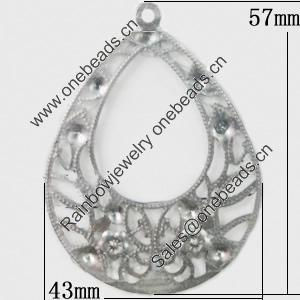 Iron Jewelry Finding Pendant Lead-free, Teardrop 43x57mm, Sold by Bag