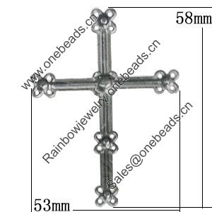 Iron Jewelry Finding Pendant Lead-free, Cross 58x53mm, Sold by Bag