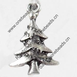 Pendant, Zinc Alloy Jewelry Findings, Christmas Tree, 11x22mm, Sold by Bag  