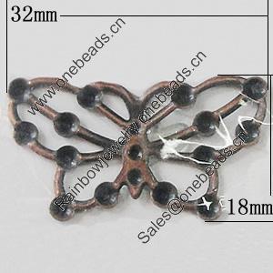 Iron Jewelry Finding Connectors Lead-free, Butterfly 32x18mm, Sold by Bag