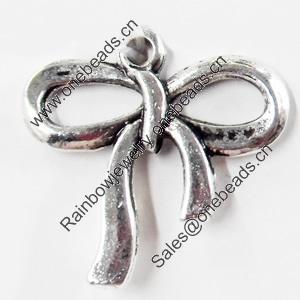 Pendant, Zinc Alloy Jewelry Findings, Bowknot, 19x18mm, Sold by Bag  