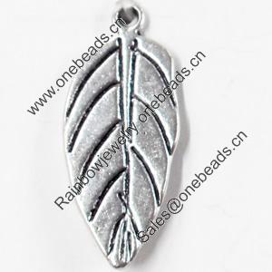 Pendant, Zinc Alloy Jewelry Findings, Leaf, 12x30mm, Sold by Bag  