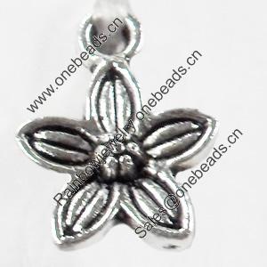 Pendant, Zinc Alloy Jewelry Findings, Flower, 10x15mm, Sold by Bag  