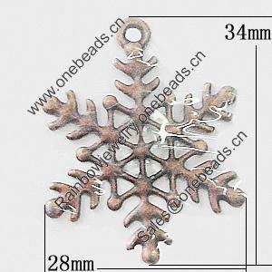 Iron Jewelry Finding Pendant Lead-free, Snow 28x34mm, Sold by Bag