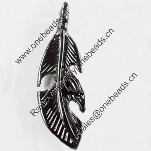 Pendant, Zinc Alloy Jewelry Findings, Leaf, 11x37mm, Sold by Bag  