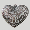 Iron Jewelry Finding Pendant Lead-free, Heart 39x33mm, Sold by Bag