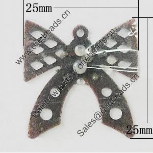 Iron Jewelry Finding Pendant Lead-free, Bowknot 25x25mm, Sold by Bag