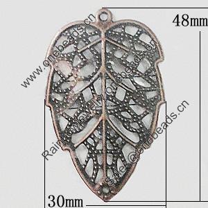 Iron Jewelry Finding Pendant Lead-free, Leaf 30x48mm, Sold by Bag