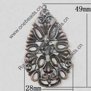 Iron Jewelry Finding Pendant Lead-free, Teardrop 28x49mm, Sold by Bag