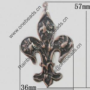 Iron Jewelry Finding Pendant Lead-free, 36x57mm, Sold by Bag