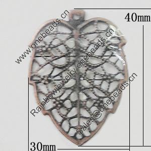 Iron Jewelry Finding Pendant Lead-free, Leaf 30x40mm, Sold by Bag