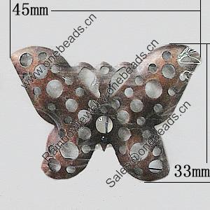 Iron Jewelry Finding Pendant Lead-free, Butterfly 45x33mm, Sold by Bag