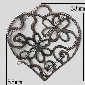 Iron Jewelry Finding Pendant Lead-free, 55x58mm, Sold by Bag