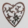 Iron Jewelry Finding Pendant Lead-free, Heart 58x66mm, Sold by Bag