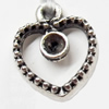 Pendant, Zinc Alloy Jewelry Findings, Heart, 12x15mm, Sold by Bag  