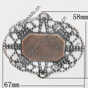 Iron Jewelry Finding Connectors Lead-free, 67x58mm, Sold by Bag