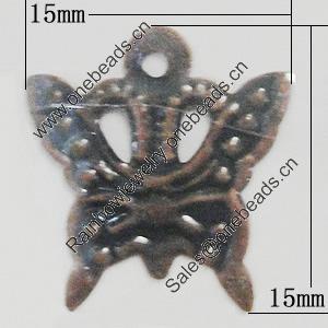 Iron Jewelry Finding Pendant Lead-free, Butterfly 15x15mm, Sold by Bag
