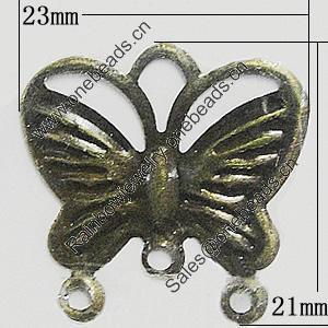 Iron Jewelry Finding Connectors Lead-free, Butterfly 23x21mm, Sold by Bag
