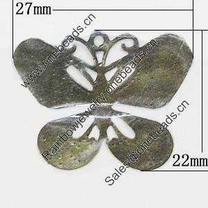 Iron Jewelry Finding Pendant Lead-free, Butterfly 27x22mm, Sold by Bag